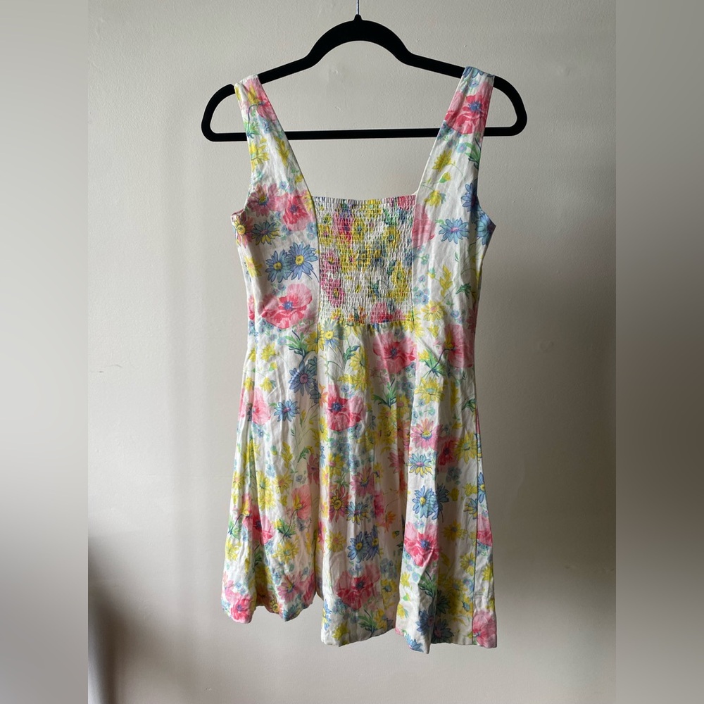 Gap cream floral linen blend mini flowy dress - Picture 5 of 7